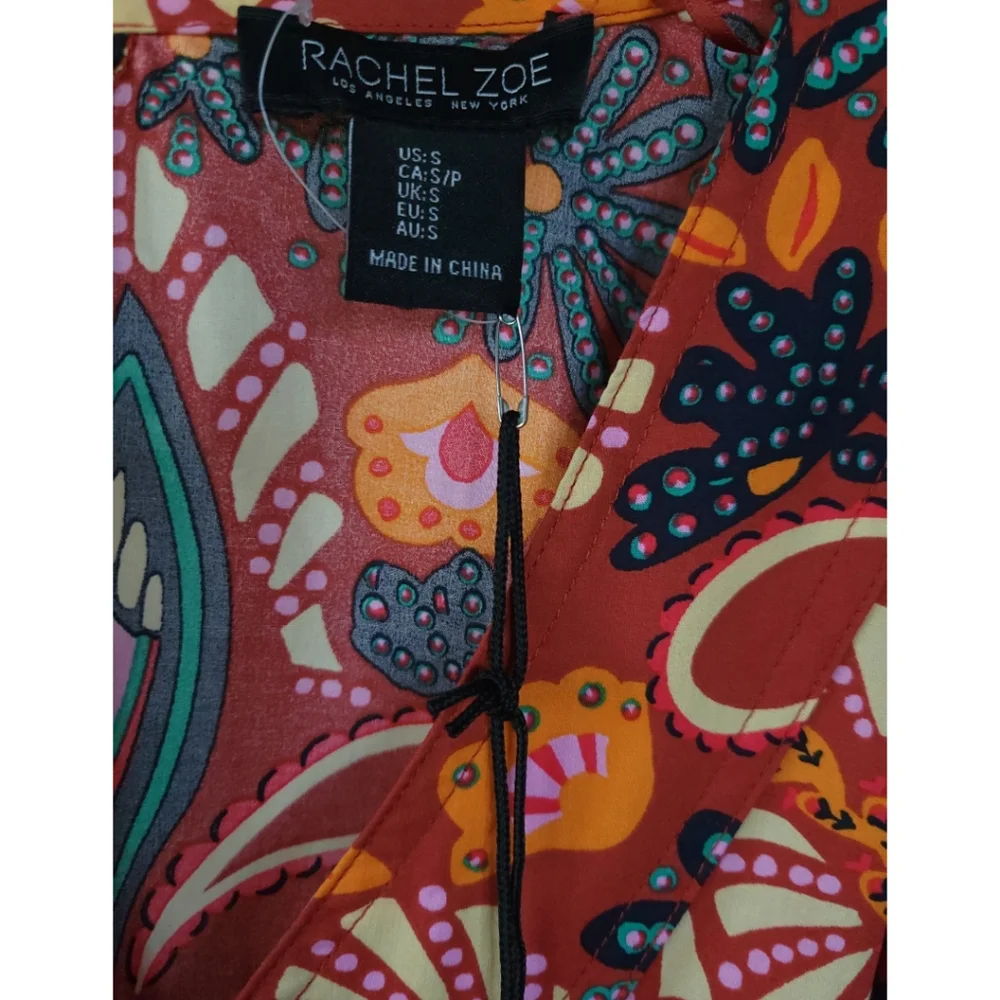 Rachel Zoe Cotton‎ Paisley Shorts Romper Puff Sleeve Tropical Cruise Resort NWOT